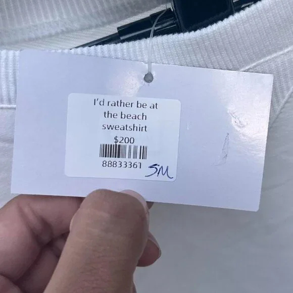 Wren + Glory Beach Time Hand Painted Pullover Sweatshirt NEW W/ TAG Ivory - Picture 7 of 7